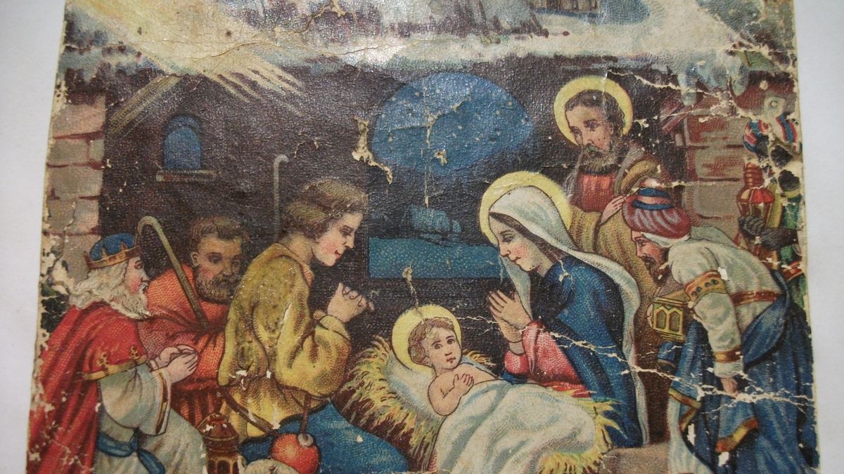 Kedvenc régi karácsonyi díszeink: A szent család képe a fenyőfán