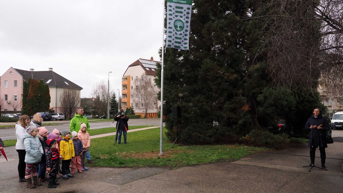 Lobog a szélben a kertvárosi zászló (videó)