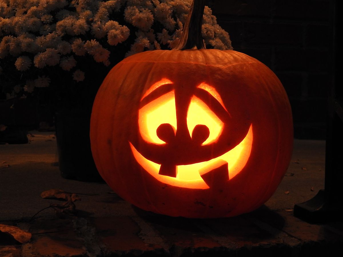 A,Halloween,Jack-o'-lantern,Carved,Pumpkin