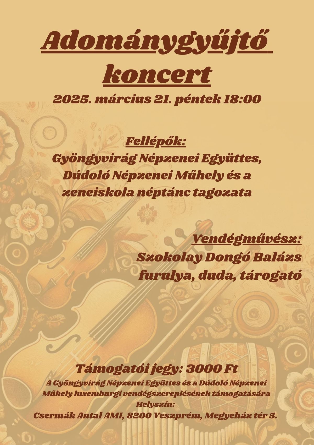 Adománygyűjtő koncert a csermák Antal AMI-ban