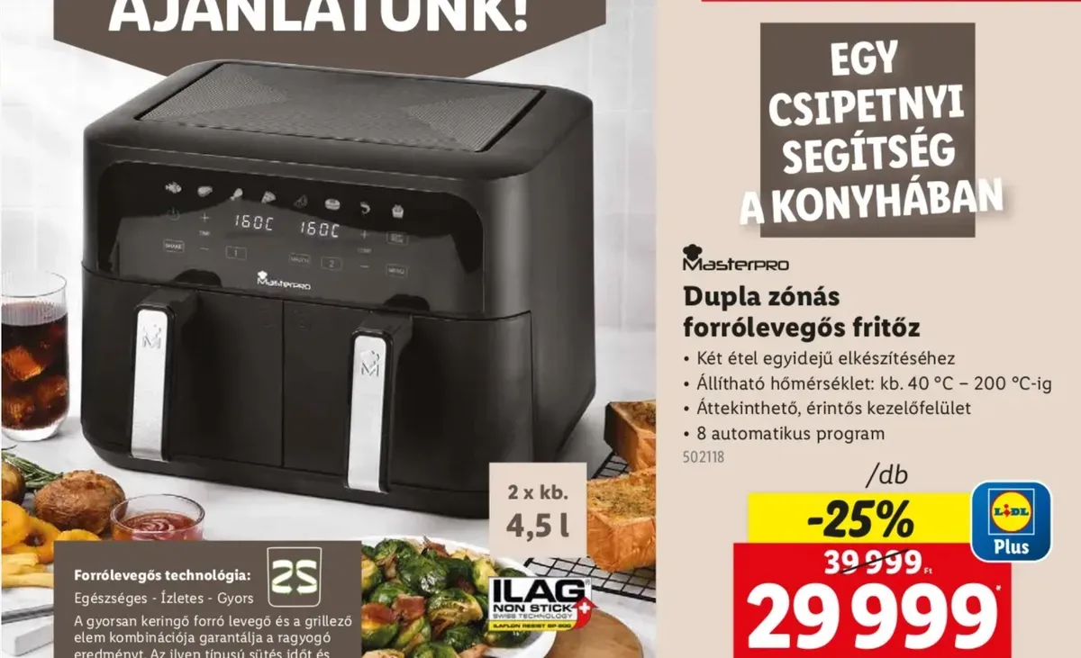 Ezen az air fryer konyhai eszközön 8 automatikus program van Fotó: Lidl