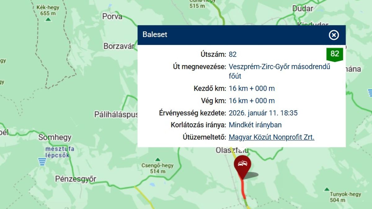 Baleset Olaszfalu és Eplény között – teljes az útzár