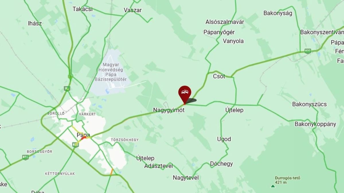 Baleset történt Pápa és Pápateszér között, forgalmi korlátozásra kell számítani