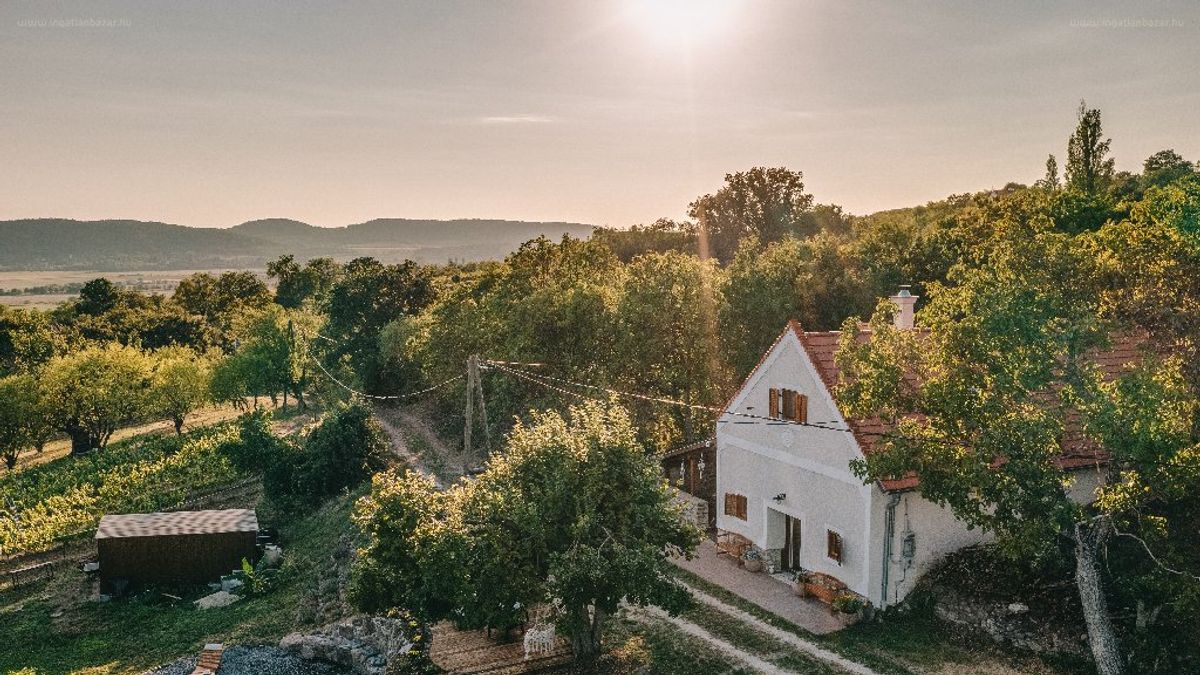 Fotókon a tanúhegyekre néző Balaton-felvidéki álomház, ilyen csak a mesében van