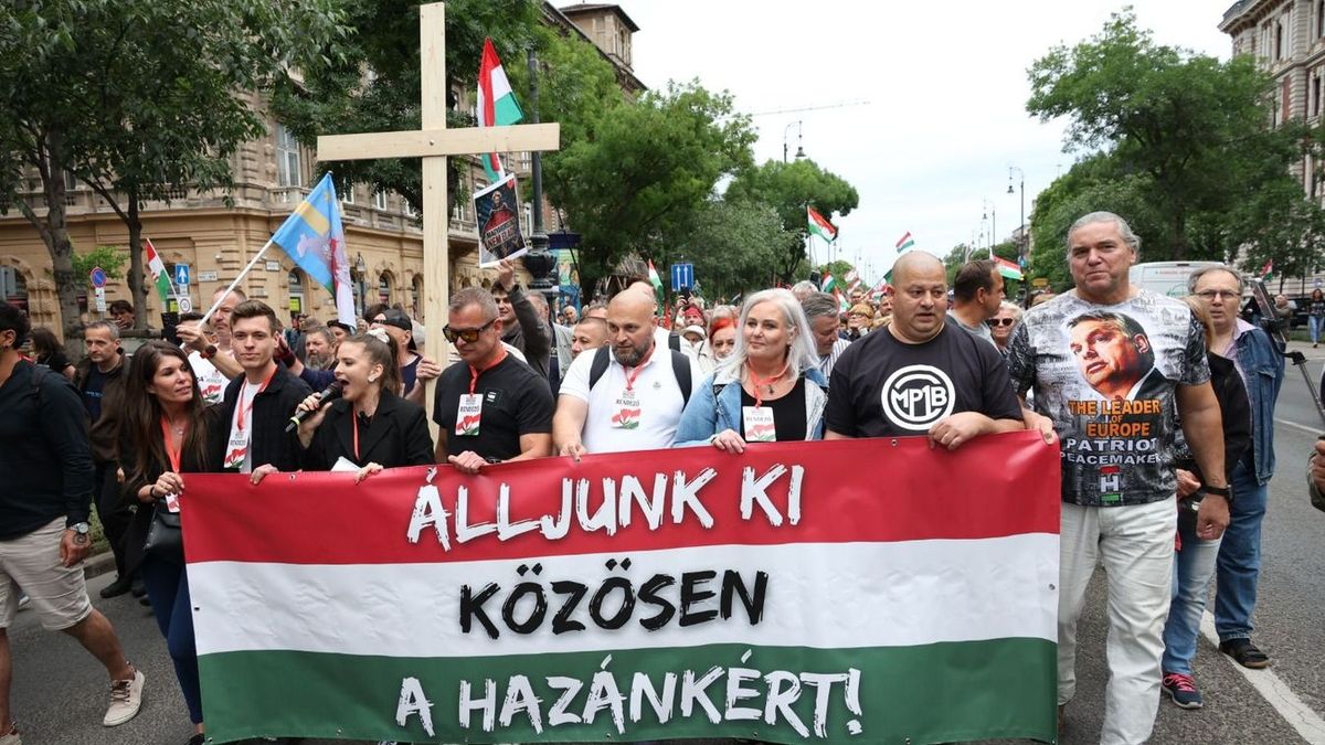 Orbán Viktort éltették a migrációs paktum elleni tüntetés résztvevői + videó