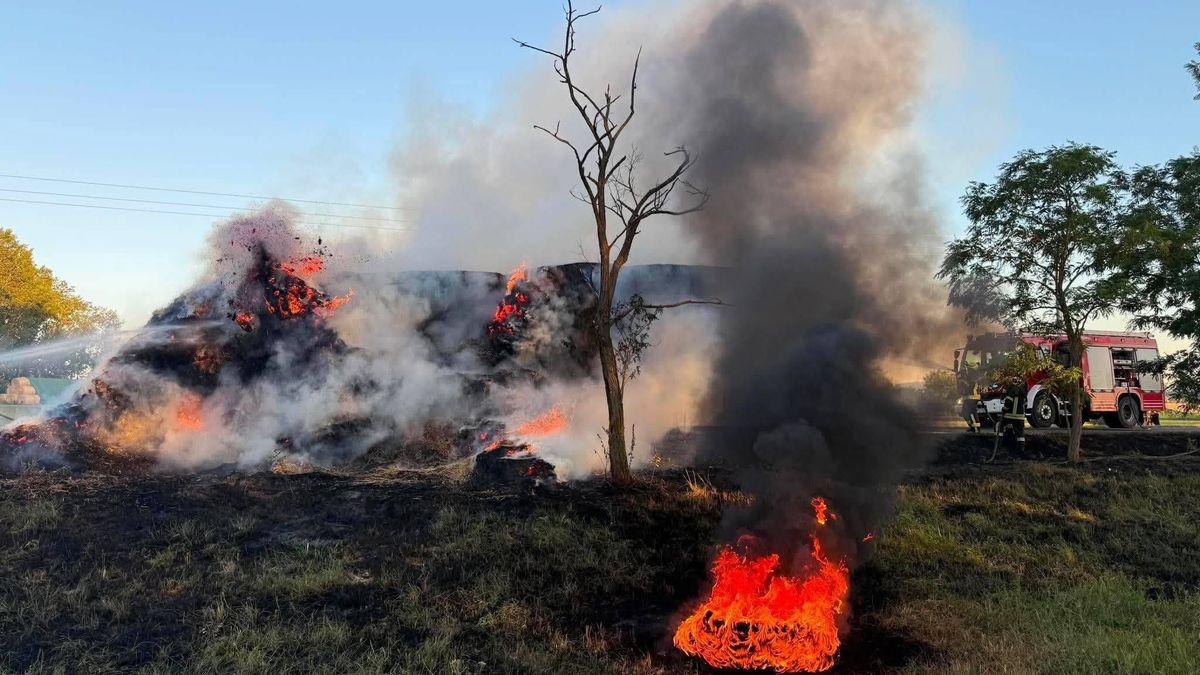 Kamionon gyulladtak ki bálák a Bakonyban, félelmetesen magasra csaptak a lángok (galéria)