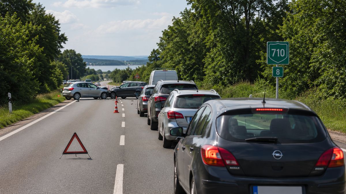 Utoléréses baleset a 710-es főúton, egy sávon halad a forgalom