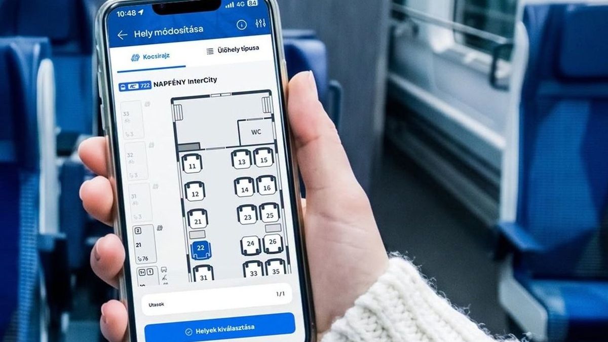 Már konkrét ülőhelyet is választhatunk a MÁVPlusz alkalmazásban